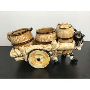VINTAGE Donkey & Cart Salt Pepper Shaker Cruet Set