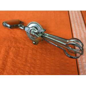 VINTAGE Swift Whip Propert Rotary Egg Beaters Whisk | Orange Wooden Handles