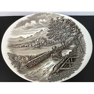 VINTAGE Wood & Sons Westmorland Brown Transferware Plate | Landscape Scene