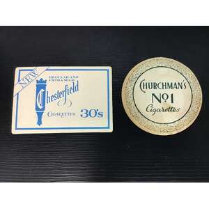 VINTAGE Cigarette Advertising Bar Coaster x 2 | Chesterfield  Churchmans