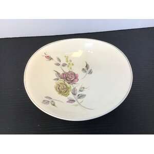 VINTAGE Johnson Bros Bowl | Rose Motif Silver Rim