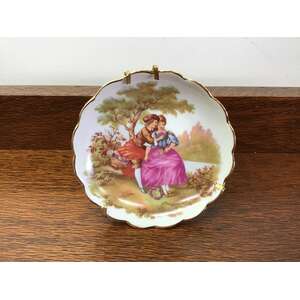 VINTAGE Limoges Miniature Plate with Stand | Ladies in the Garden