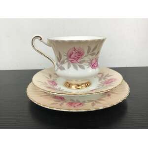 VINTAGE Paragon Bone China Pink Roses Tea Cup Trio