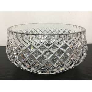 VINTAGE Diamond Cut Crystal Bowl | Large & Heavy | 18.2 cm Diameter 