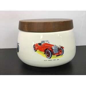 VINTAGE Whitecross Italy Tobacco Jar | Classic Car Motif 