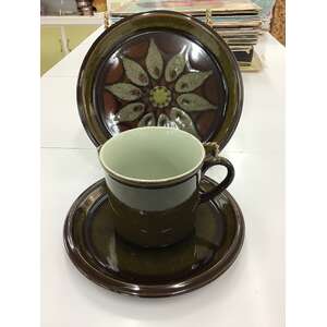 MCM Mikasa Dimension Impact Stoneware Tea Cup Trio | Geometric Pattern | Japan 