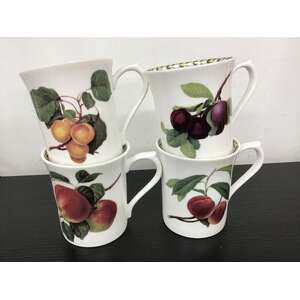 Queen's Royal Horticulture Society Bone China Mugs | Hooker's Fruit | Lot of 4  